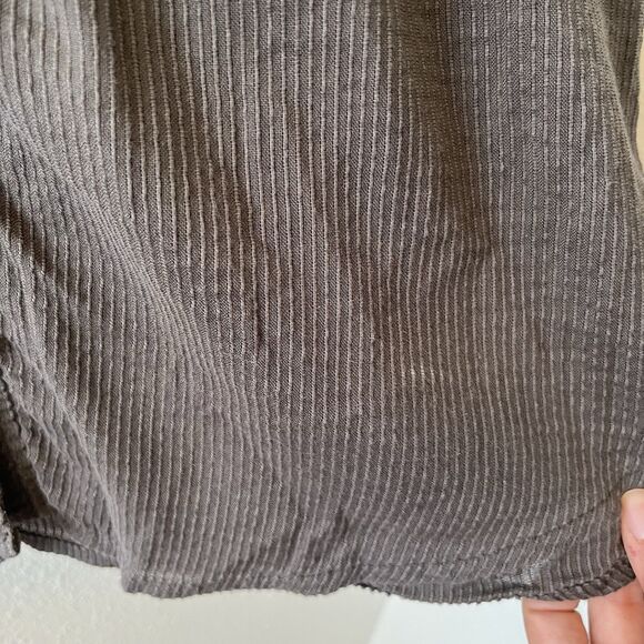 Quince Women's Top Med Textured Organic Cotton Peasant Blouse Charcoal Gray - Picture 8 of 16